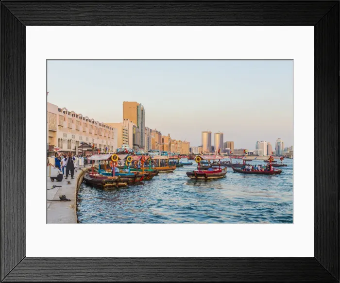 Framed Print : Abra boats on Dubai Creek, Dubai, United Arab Emirates