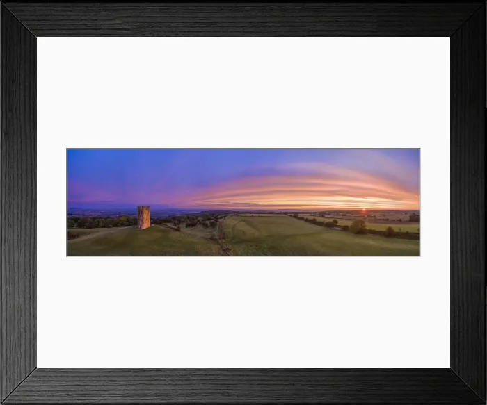 Framed Print : Sunrise over Broadway Tower on top of Fish Hill, the second highest point in Framed Print : Sunrise over Broadway Tower on top of Fish Hill, the second highest point in