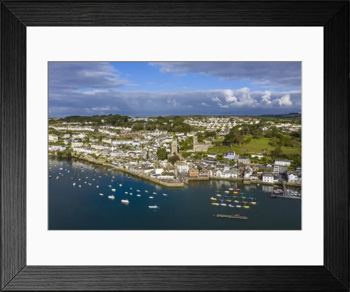 Framed Print : Aerial view over Fowey, Cornwall, England Framed Print : Aerial view over Fowey, Cornwall, England