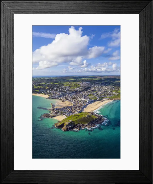 Framed Print : Aerial view of St. Ives, Cornwall, England Framed Print : Aerial view of St. Ives, Cornwall, England