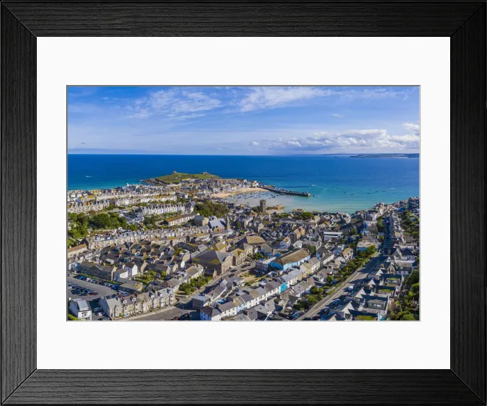 Framed Print : Aerial view of St. Ives, Cornwall, England Framed Print : Aerial view of St. Ives, Cornwall, England