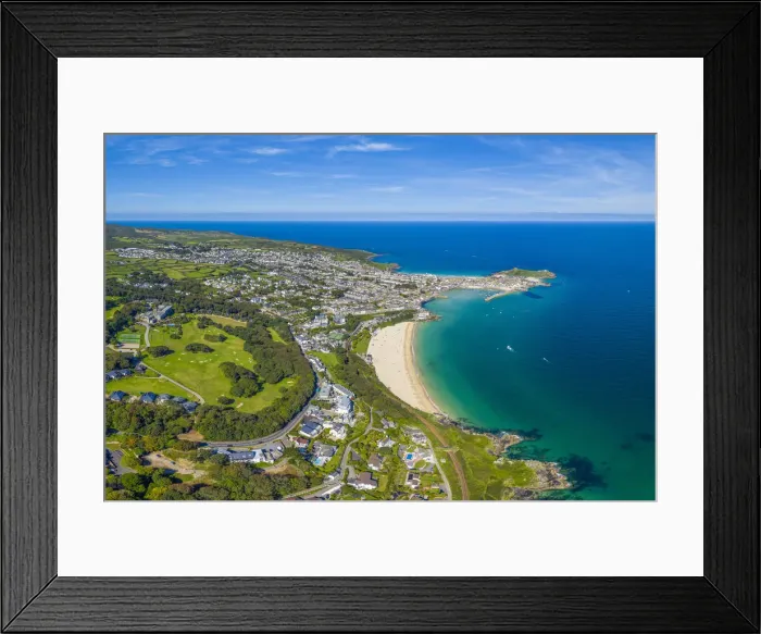 Framed Print : Aerial view over Porthminster beach, St. Ives, Cornwall, England Framed Print : Aerial view over Porthminster beach, St. Ives, Cornwall, England