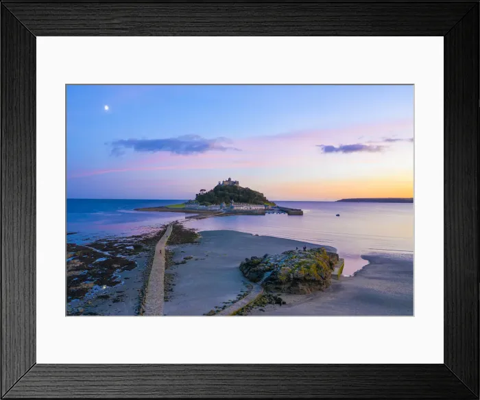 Framed Print : Aerial dusk view over Saint Michaels Mount, Marazion, near Penzance, Cornwall Framed Print : Aerial dusk view over Saint Michaels Mount, Marazion, near Penzance, Cornwall