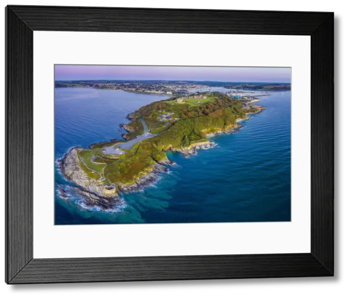 Framed Print : Aerial view over Pendennis Castle and Falmouth, Cornwall, England Framed Print : Aerial view over Pendennis Castle and Falmouth, Cornwall, England