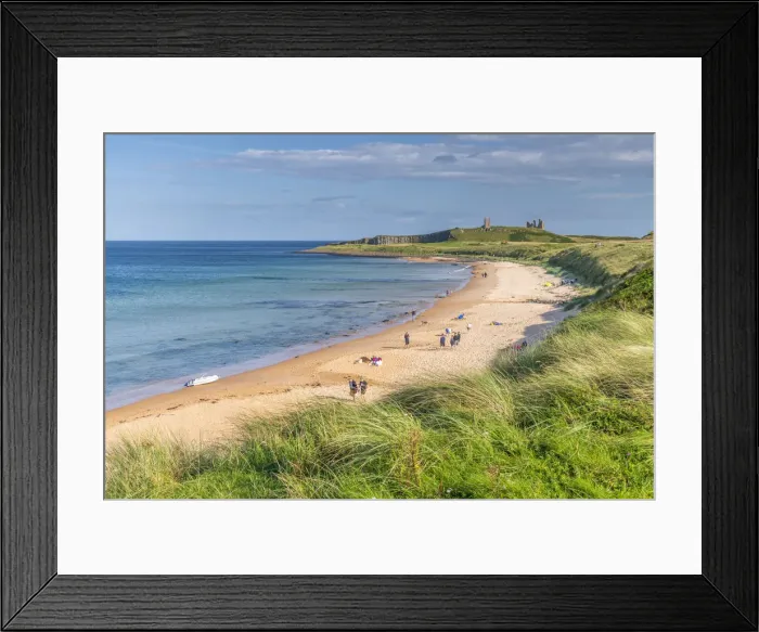 Framed Print : UK, England, Northumberland, Embleton Bay, Embleton Bay Beach, Dunstanburgh Castle