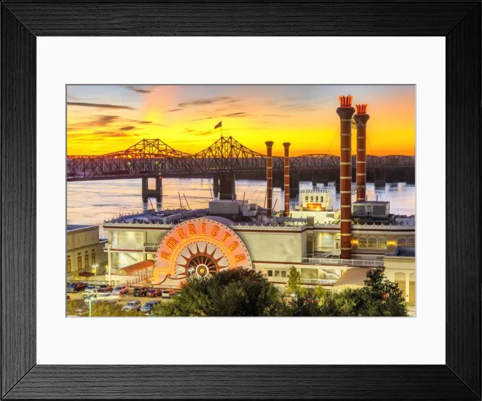 Framed Print : USA, Deep South, Mississippi, Vicksburg, Mississippi river and Casino Framed Print : USA, Deep South, Mississippi, Vicksburg, Mississippi river and Casino