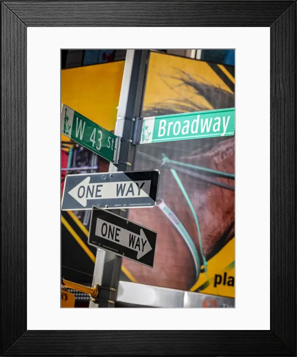 Framed Print : Broadway and one way street signs, Manhattan, New York, USA Framed Print : Broadway and one way street signs, Manhattan, New York, USA