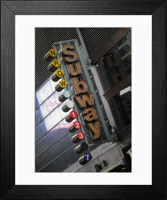 Framed Print : Subway neon sign, Manhattan, New York, USA