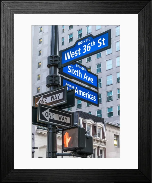 Framed Print : Street and One Way signs, Manhattan, New York, USA Framed Print : Street and One Way signs, Manhattan, New York, USA