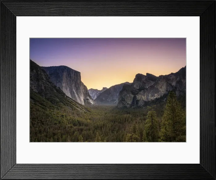 Framed Print : Scenic view of trees by rocky mountains at Tunnel View before sunrise Framed Print : Scenic view of trees by rocky mountains at Tunnel View before sunrise