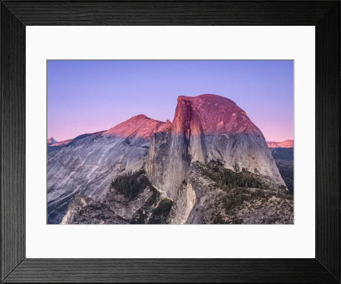 Framed Print : Idyllic view of Half Dome granite rock formation at Yosemite National Park during sunset Framed Print : Idyllic view of Half Dome granite rock formation at Yosemite National Park during sunset