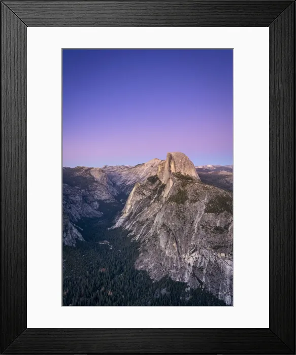 Framed Print : Scenic view of Half Dome granite rock formation at Yosemite National Park after sunset Framed Print : Scenic view of Half Dome granite rock formation at Yosemite National Park after sunset