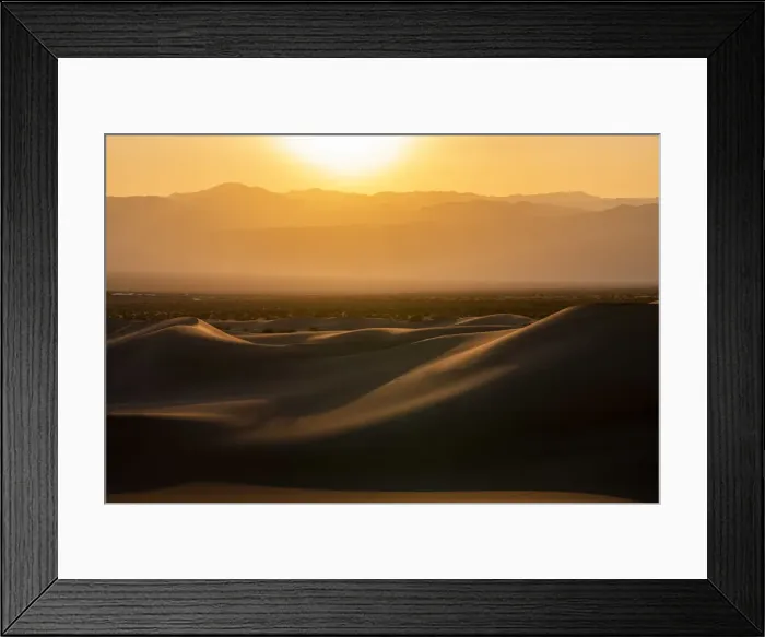 Framed Print : Mesquite Flat Sand Dunes and silhouette rocky mountains in desert during sunset Framed Print : Mesquite Flat Sand Dunes and silhouette rocky mountains in desert during sunset
