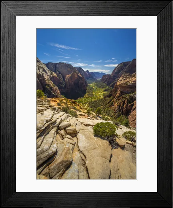 Framed Print : Scenic view of Zion canyon taken from Angels Landing, Zion National Park, Utah, USA Framed Print : Scenic view of Zion canyon taken from Angels Landing, Zion National Park, Utah, USA