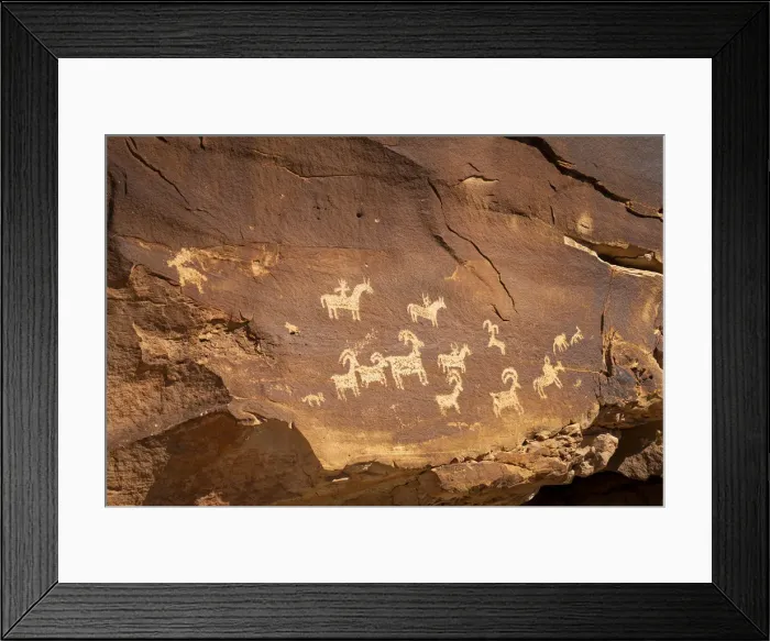 Framed Print : Detail of petroglyphs on rock face, Arches National Park, Utah, USA Framed Print : Detail of petroglyphs on rock face, Arches National Park, Utah, USA
