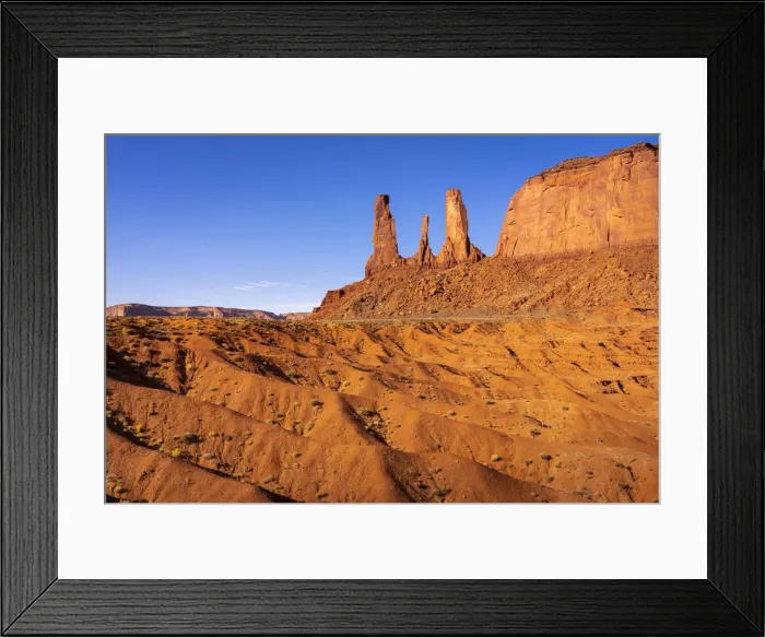 Framed Print : Rock formation named Three Sisters near John Ford Point, Monument Valley, Arizona, USA