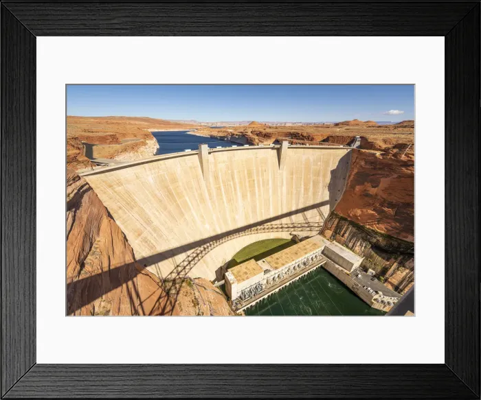 Framed Print : Glen Canyon Dam on Lake Powell during sunny day, Page, Arizona, USA Framed Print : Glen Canyon Dam on Lake Powell during sunny day, Page, Arizona, USA