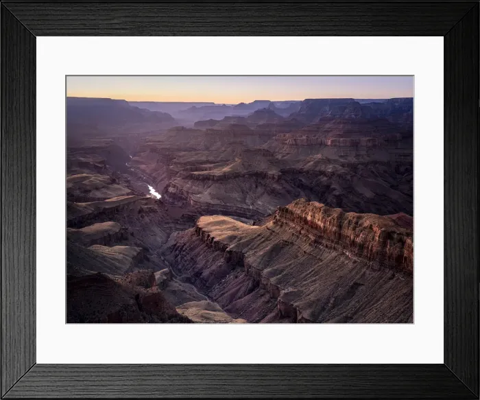 Framed Print : Colorado river flowing through Grand Canyon at sunset, Lipan Point