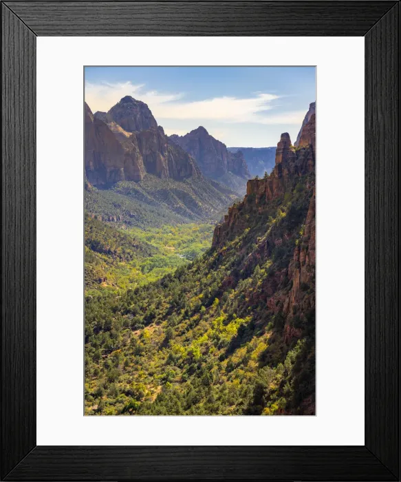 Framed Print : Idyllic shot of Zion Canyon taken from Angels Landing on sunny day, Zion National Park Framed Print : Idyllic shot of Zion Canyon taken from Angels Landing on sunny day, Zion National Park