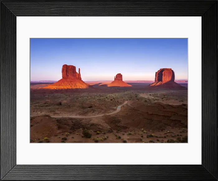 Framed Print : Scenic view of The Mitten buttes at sunset, Monument Valley, Arizona, USA Framed Print : Scenic view of The Mitten buttes at sunset, Monument Valley, Arizona, USA