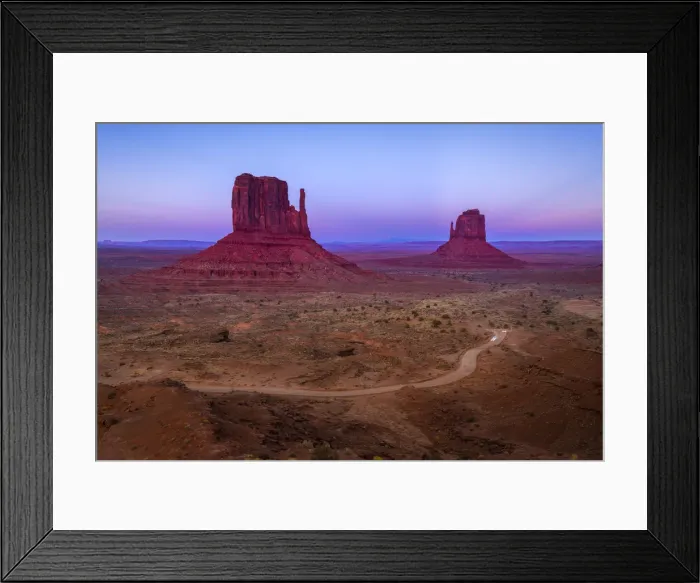 Framed Print : Scenic view of The Mitten buttes at sunset, Monument Valley, Arizona, USA Framed Print : Scenic view of The Mitten buttes at sunset, Monument Valley, Arizona, USA