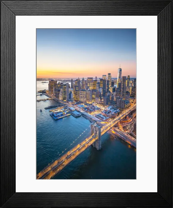 Framed Print : Lower Manhattan, New York City, USA. Aerial view of Brooklyn Bridge Framed Print : Lower Manhattan, New York City, USA. Aerial view of Brooklyn Bridge