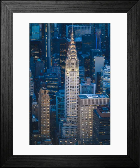 Framed Print : Manhattan, New York City, USA. Aerial view of the Chrysler Building at dusk