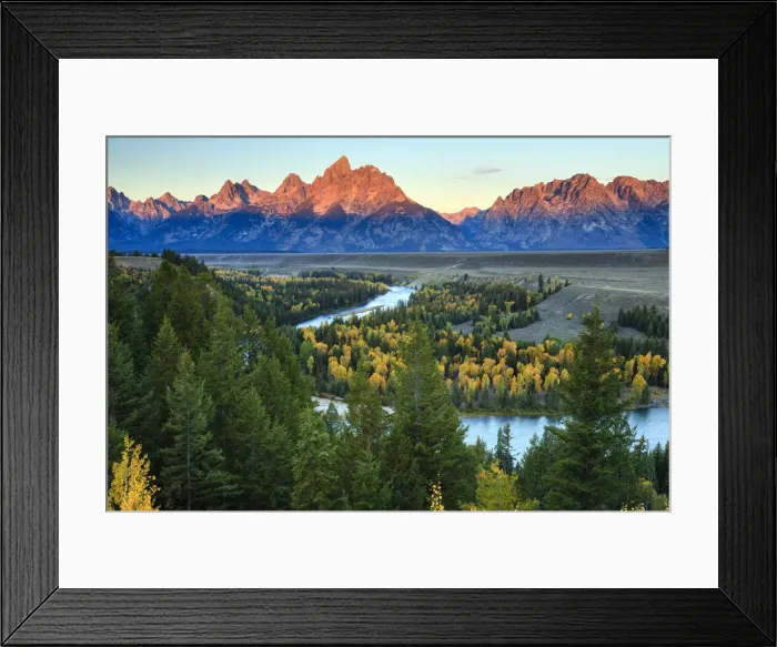 Framed Print : Grand Teton mountain range from Snake River Overlook at sunrise Framed Print : Grand Teton mountain range from Snake River Overlook at sunrise