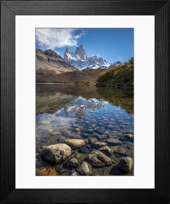 Framed Print : Fitz Roy reflecting in Laguna Capri in autumn, Los Glaciares National Park, El Chalten Framed Print : Fitz Roy reflecting in Laguna Capri in autumn, Los Glaciares National Park, El Chalten