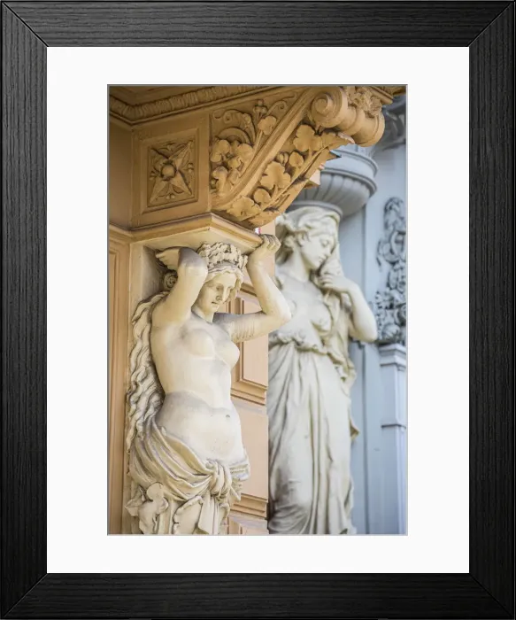 Framed Print : Female statues on the facade of a building, Vienna, Austria Framed Print : Female statues on the facade of a building, Vienna, Austria