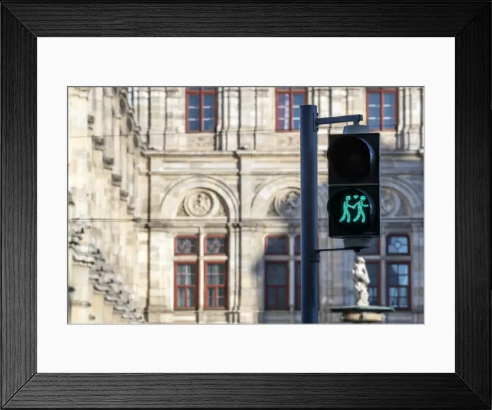 Framed Print : Gay-themed traffic light, Vienna, Austria Framed Print : Gay-themed traffic light, Vienna, Austria