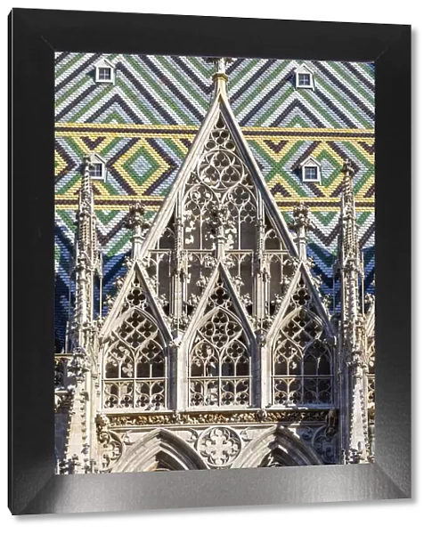 Roof tiles mosaic, St. Stephens Cathedral or Stephansdom, Vienna, Austria