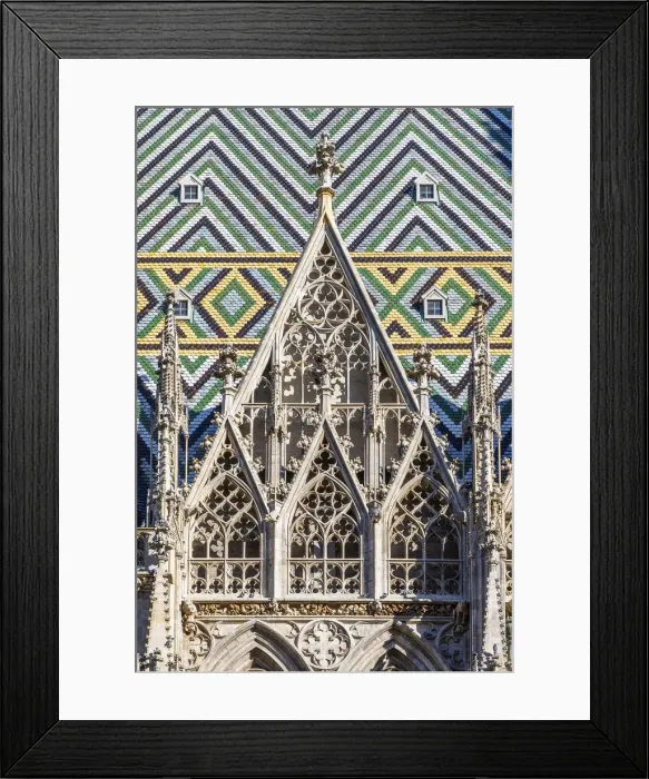 Framed Print : Roof tiles mosaic, St. Stephens Cathedral or Stephansdom, Vienna, Austria