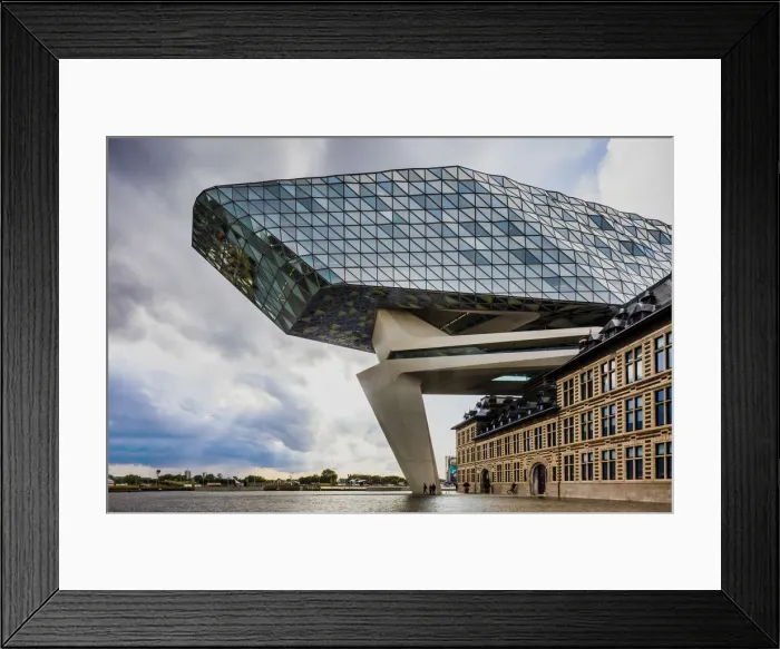 Framed Print : Port Authority by Zaha Hadid in Antwerp at sunset, Belgium Framed Print : Port Authority by Zaha Hadid in Antwerp at sunset, Belgium