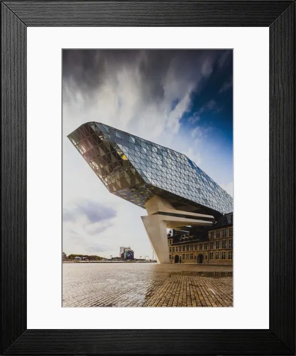 Framed Print : Port Authority by Zaha Hadid in Antwerp at sunset, Belgium Framed Print : Port Authority by Zaha Hadid in Antwerp at sunset, Belgium