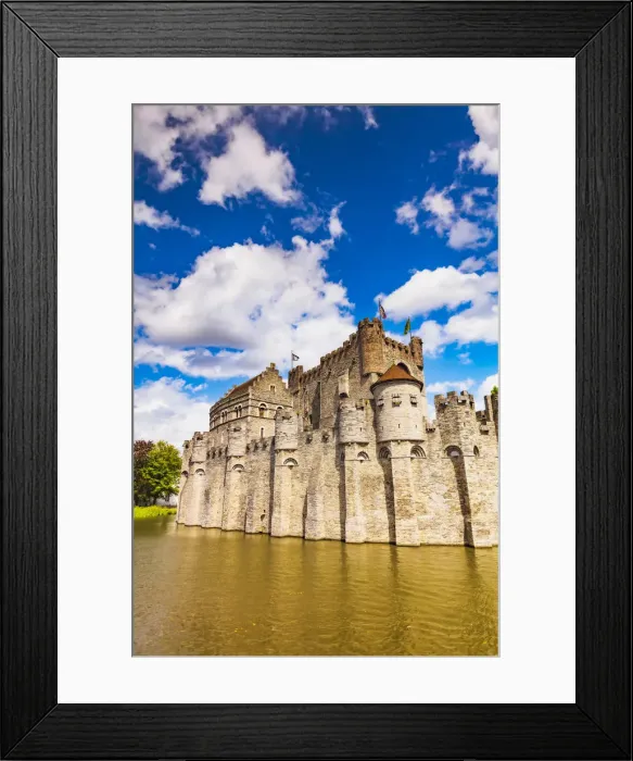 Framed Print : Gravensteen castle in Ghent at sunset, Belgium Framed Print : Gravensteen castle in Ghent at sunset, Belgium