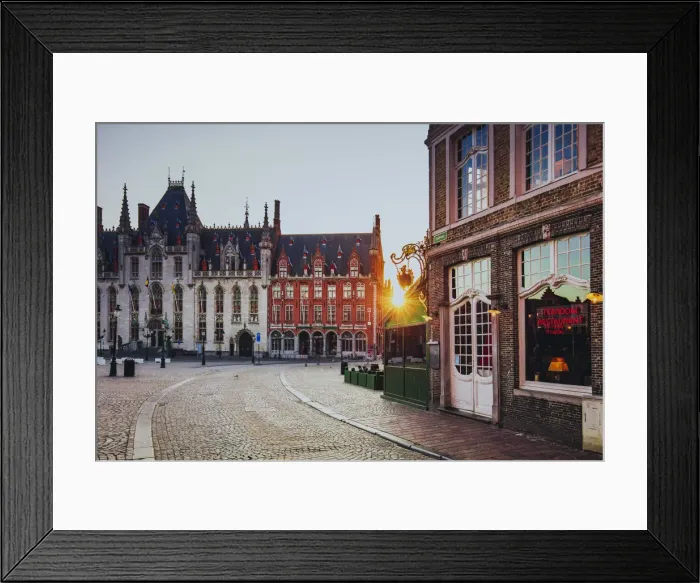 Framed Print : Old Market Square empty at sunrise, Belgium