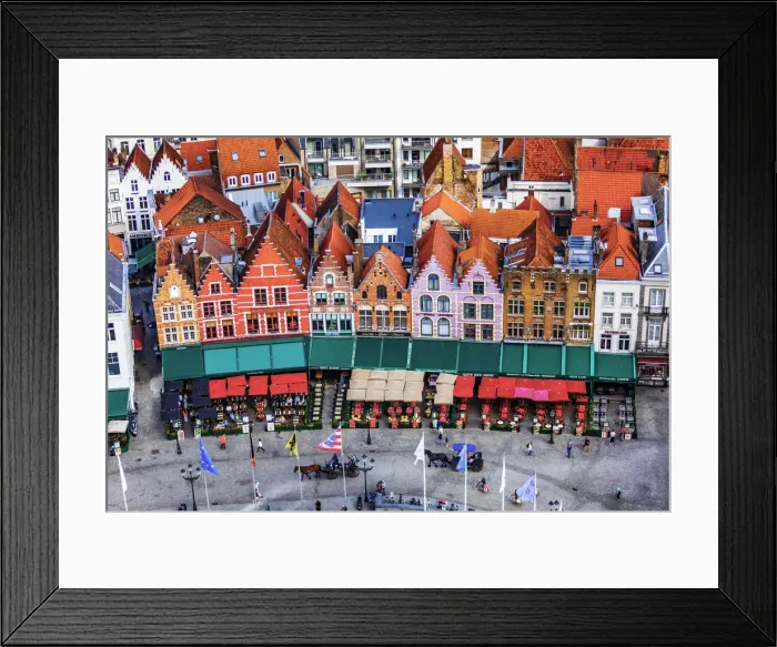 Framed Print : Belgium, West Flanders (Vlaanderen), Bruges (Brugge). Elevated view of the medieval guild Framed Print : Belgium, West Flanders (Vlaanderen), Bruges (Brugge). Elevated view of the medieval guild