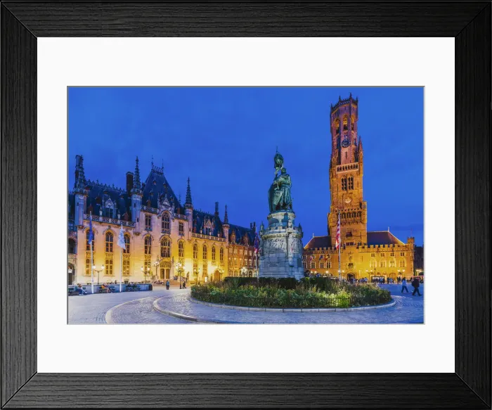 Framed Print : Bruges town hall and Belfort (Beffroi) by night, Belgium Framed Print : Bruges town hall and Belfort (Beffroi) by night, Belgium