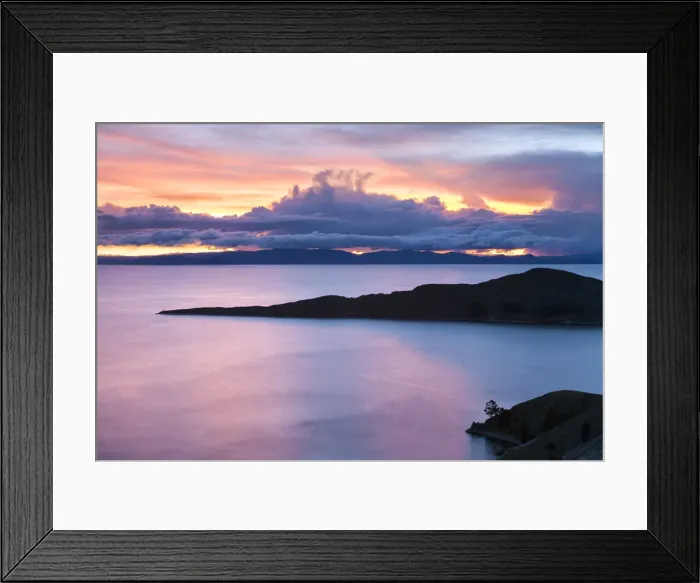 Framed Print : Sunset on Isla del Sol over Lake Titicaca, near Comunidad Yumani, La Paz Department Framed Print : Sunset on Isla del Sol over Lake Titicaca, near Comunidad Yumani, La Paz Department