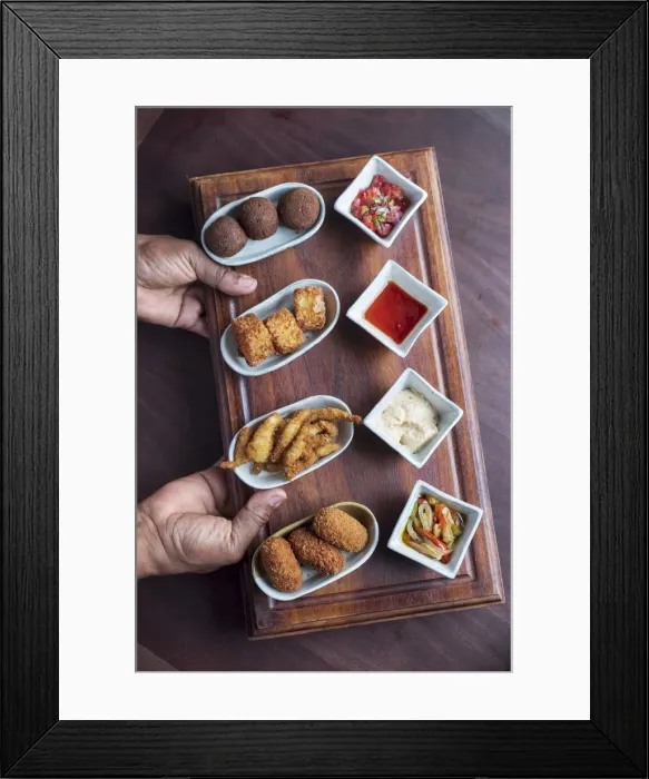 Framed Print : Americas, South America, Brazil, petiscos - Brazilian tapas in a restaurant in Salvador Framed Print : Americas, South America, Brazil, petiscos - Brazilian tapas in a restaurant in Salvador