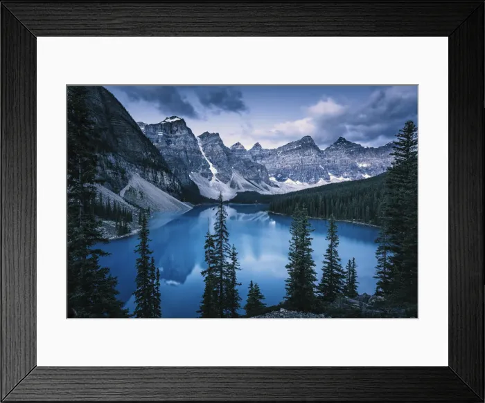 Framed Print : Blue Hour at Moraine Lake, Banff Lake Louise, Canadian Rockies, Canada