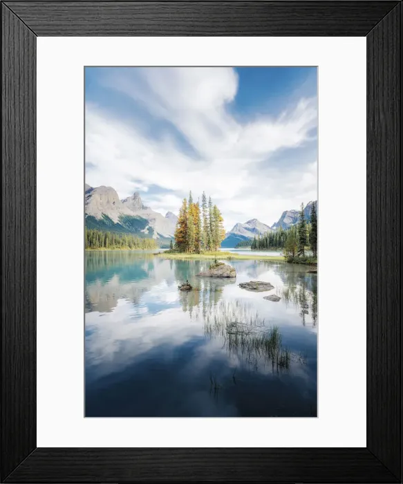 Framed Print : Spirit Island trees and reflection, Maligne Lake, Jasper, Canadian Rockies, Canada Framed Print : Spirit Island trees and reflection, Maligne Lake, Jasper, Canadian Rockies, Canada