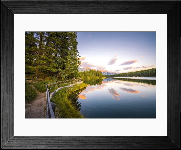 Framed Print : Sunset at Johnson Lake, Banff National Park, Canadian Rockies, Alberta, Canada Framed Print : Sunset at Johnson Lake, Banff National Park, Canadian Rockies, Alberta, Canada