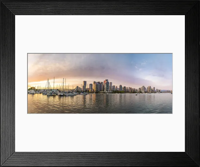 Framed Print : Vancouver skyline panorama at sunset, British Columbia, Canada Framed Print : Vancouver skyline panorama at sunset, British Columbia, Canada