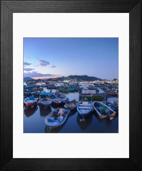 Framed Print : Fishing boats in harbour at dusk, Cheung Chau, Hong Kong Framed Print : Fishing boats in harbour at dusk, Cheung Chau, Hong Kong