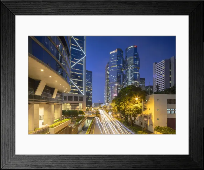 Framed Print : Bank of China and Lippo Centre at dusk, Admiralty, Hong Kong
