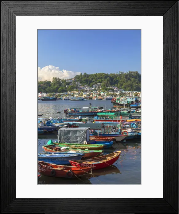 Framed Print : Fishing boats in harbour, Cheung Chau, Hong Kong
