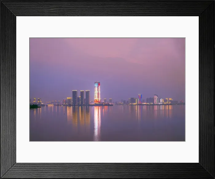 Framed Print : Asia, China, Jiangsu province, the skyline of Yixing city with Lake Taihu in