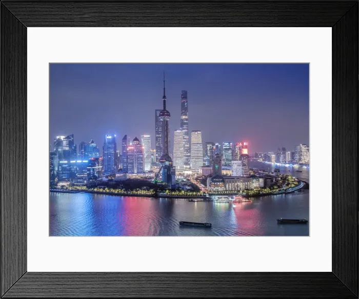 Framed Print : Asia, China, Shanghai municipality, Shanghai city, night time shot Framed Print : Asia, China, Shanghai municipality, Shanghai city, night time shot